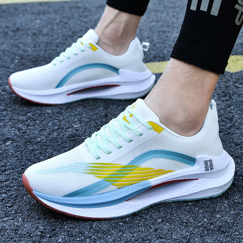 Unisex leichte Dämpfungs-Laufschuhe mit atmungsaktivem Mesh-Oberteil, seitlicher Energielaufsohle und Fersen-Zuglasche Drune