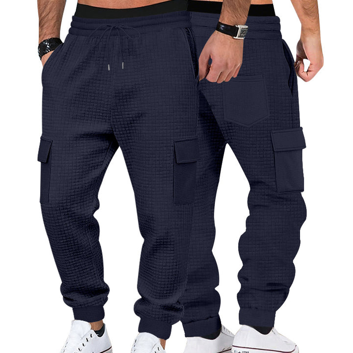 Herren Cargo-Jogginghose mit Waffelstruktur, elastischem Bund und Klappentaschen Drune