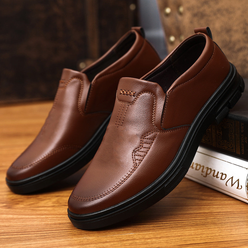 Herren Klassische Slip-On Lederschuhe mit gepolsterter Laufsohle Drune