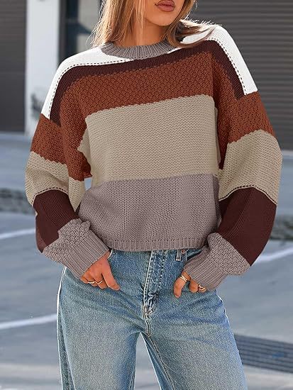 Damen Grobstrickpullover mit Farbblockdesign und oversized Schnitt Drune
