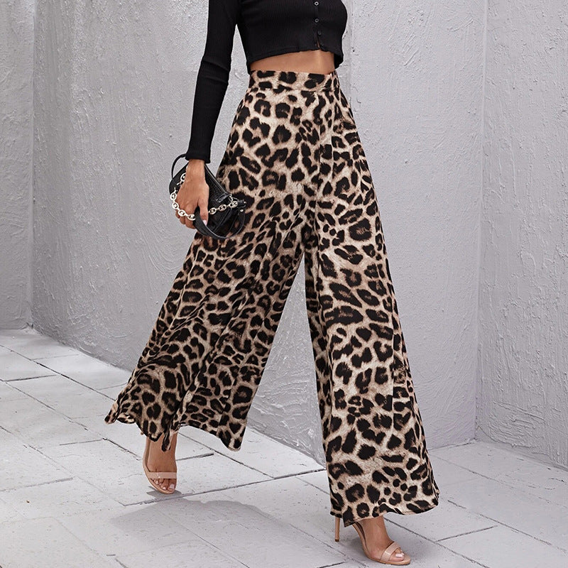 Damen Weitbeinige Hose im trendigen Leopardenmuster Drune