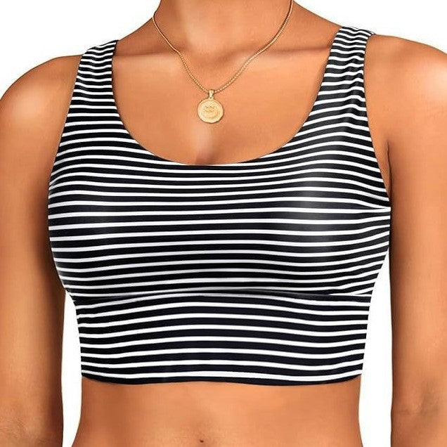 Damen sportlicher Crop-Top mit klassischen Streifen Drune