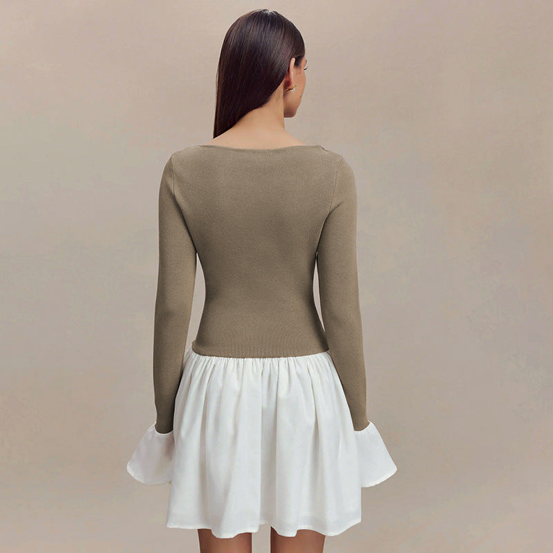 Damen Modisches Kleid mit kontrastierendem Rock Drune
