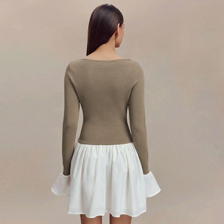 Damen Modisches Kleid mit kontrastierendem Rock Drune