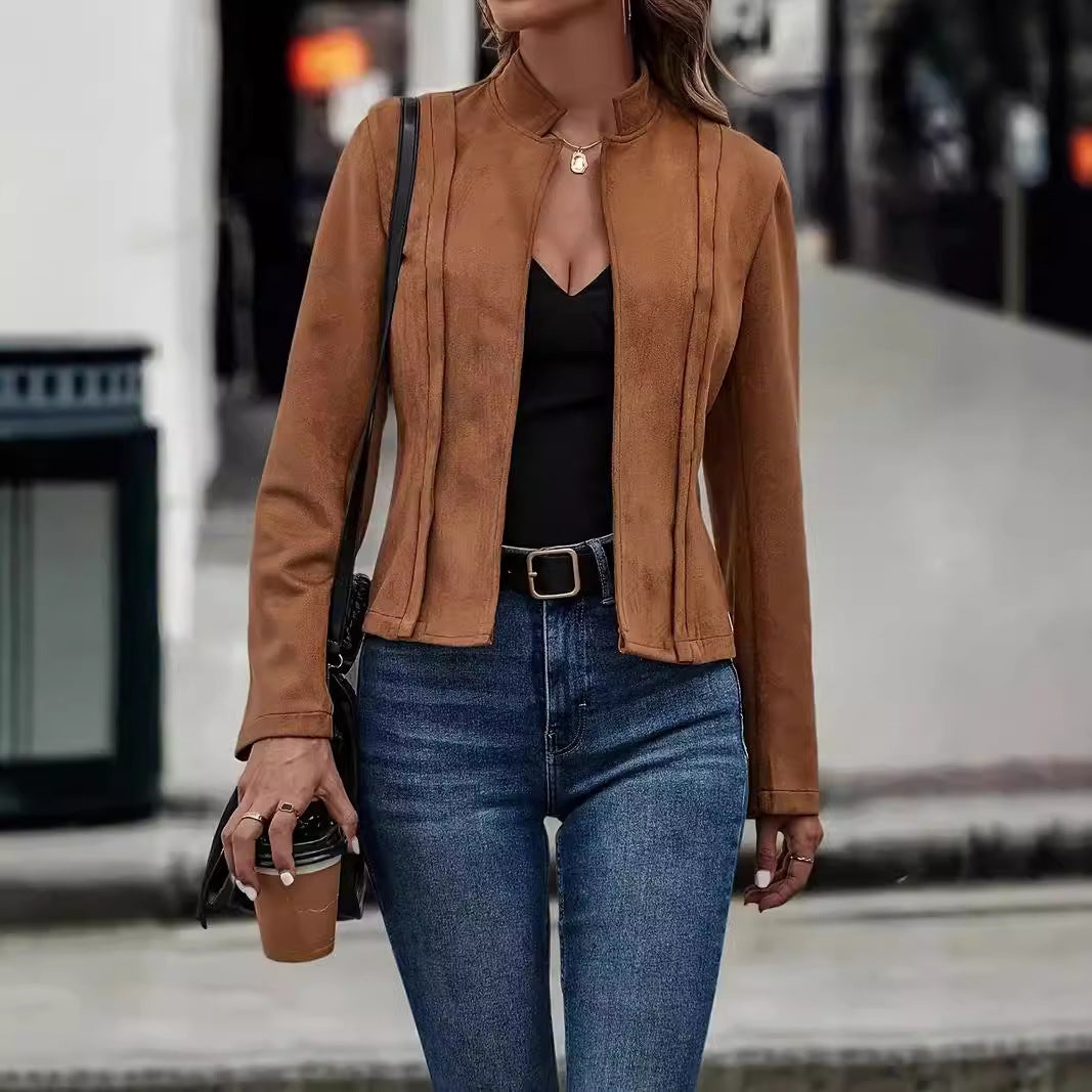 Damen modische und feine Kurzjacke mit strukturiertem Design Drune