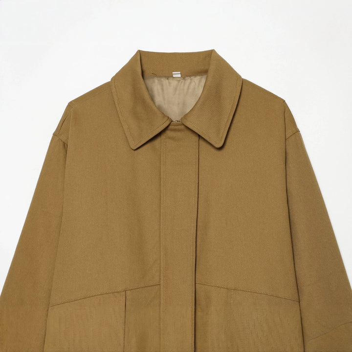 Damen nan leichte Fieldjacke aus Baumwollmix mit verdeckter Druckknopfleiste, Hemdkragen und elastischem Saum Drune