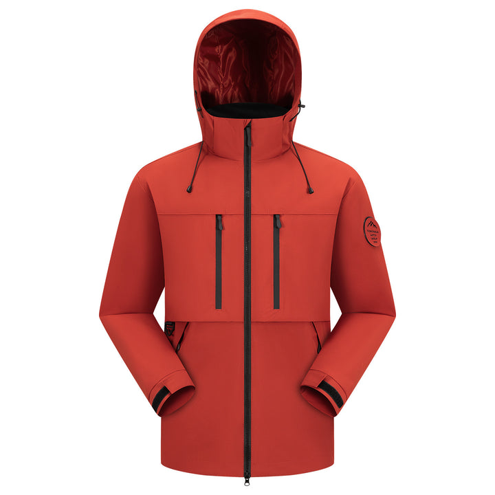 Herren Wasserdichte atmungsaktive Softshell Outdoorjacke mit verstellbarer Kapuze Drune
