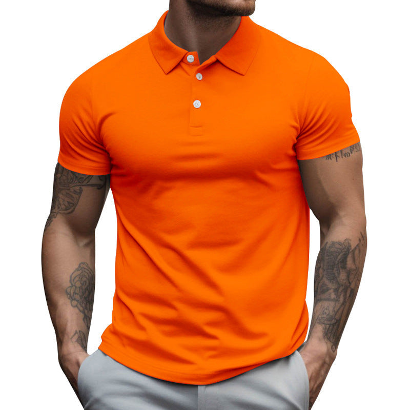 Herren nan tailliertes elastisches Piqué-Poloshirt mit klassischem Kragen Drune