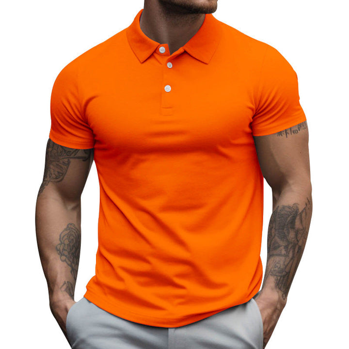 Herren nan tailliertes elastisches Piqué-Poloshirt mit klassischem Kragen Drune