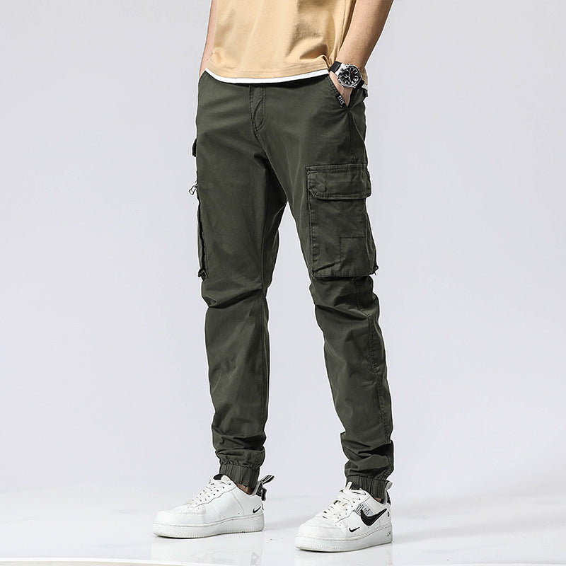 Herren Freizeits-Utility-Cargohose im Joggerstil mit teil-elastischem Bund und multifunktionalen Frontklappen Drune