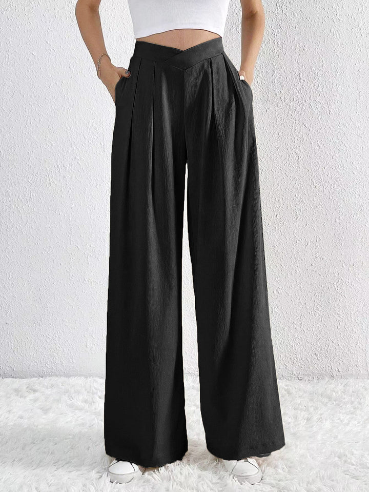 Damen Weit geschnittene Palazzo-Hose mit eleganter Faltenlegung Drune