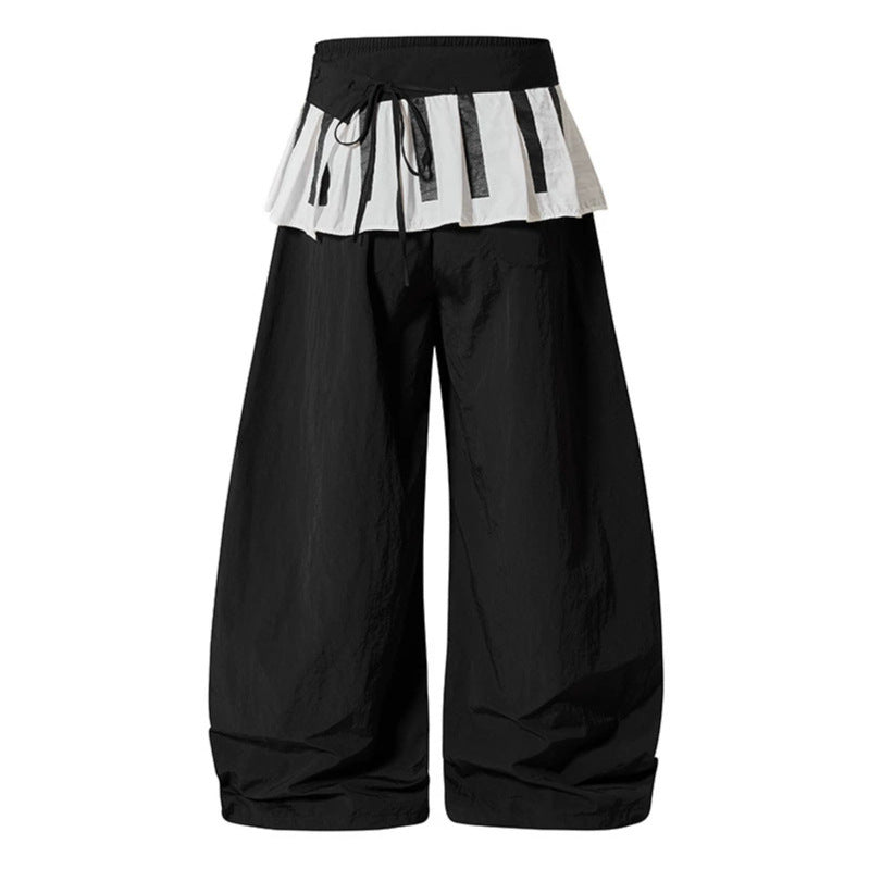 Damen Weite Culotte-Hose mit Volantbund, Tunnelzug und Ballonbein Drune