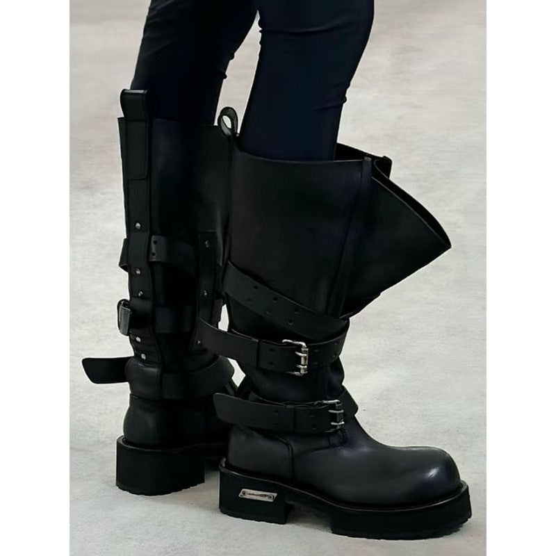 Damen Motocross-Boots mit dreifacher Gurt-Schnallenbefestigung, verstärkter Zehenkappe und robuster Profilsohle Drune