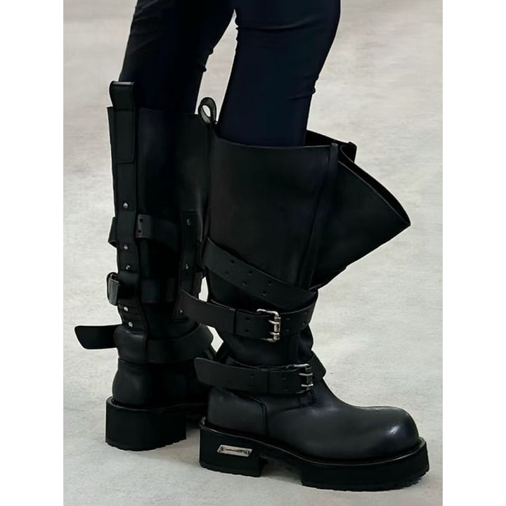 Damen Motocross-Boots mit dreifacher Gurt-Schnallenbefestigung, verstärkter Zehenkappe und robuster Profilsohle Drune