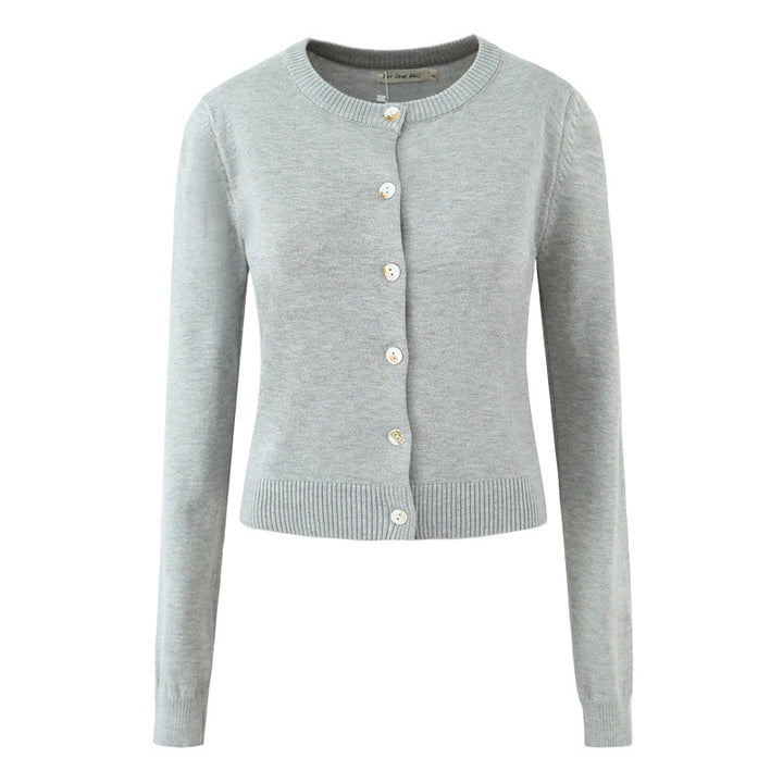 Damen langlebige Strickjacke mit Knopfverschluss und Rundhalsausschnitt Drune