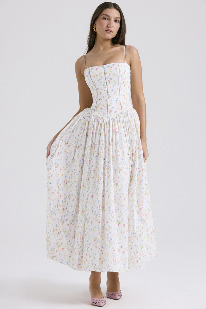 Damen nan tailliertes Korsagenkleid mit Spaghettiträgern und voluminösem Tellerrock Drune