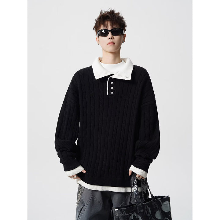 Herren Grobstrickpullover mit Polokragen Drune