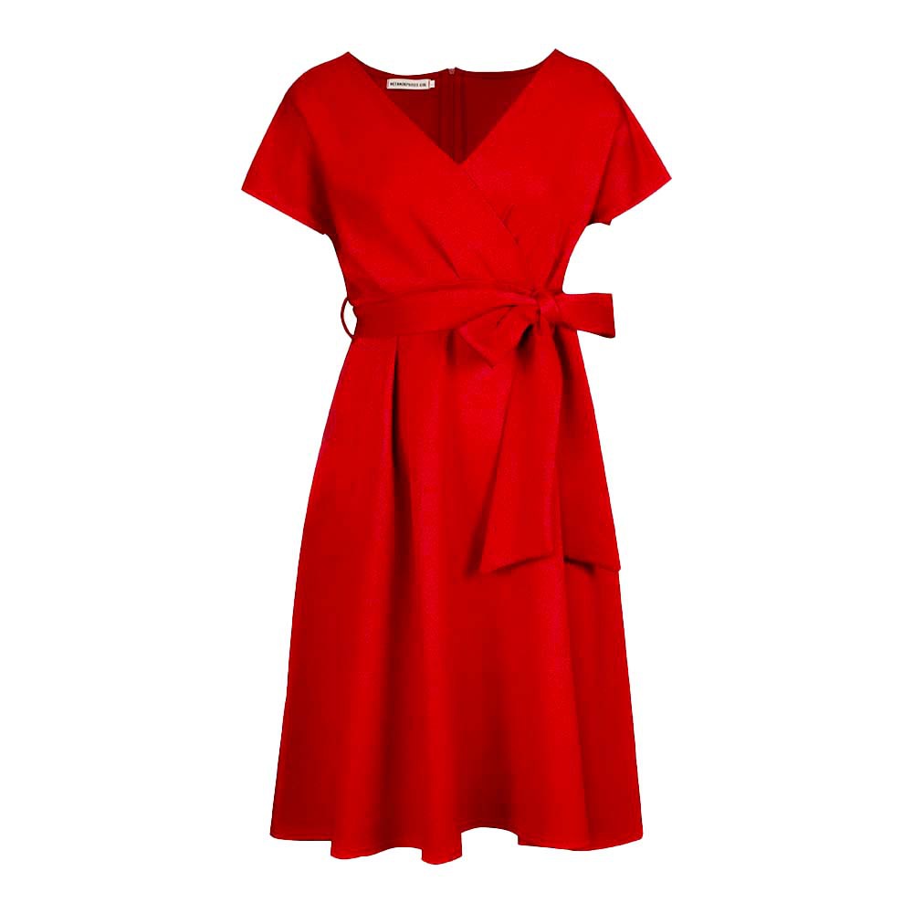 Damen Wickelkleid mit elegantem Schnitt und dekorativem Taillengürtel Drune