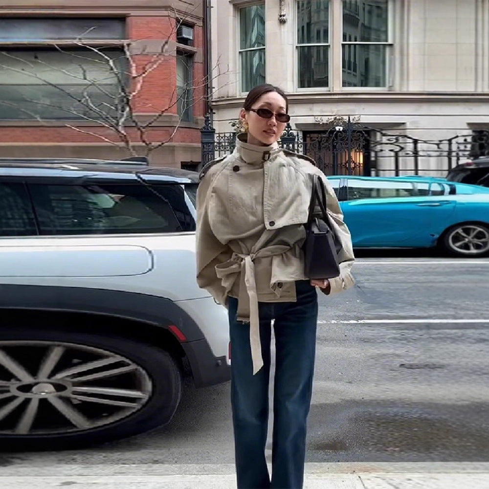 Damen modischer Oversize-Trenchcoat mit schmalem Gürtel Drune