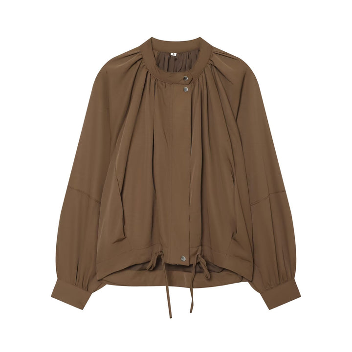 Damen Leichte Blousonjacke mit Rundhals, geraffter Passe und Tunnelzug Drune