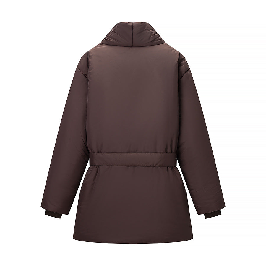Damen gesteppte Taillengürtel-Steppjacke mit Schalkragen Drune