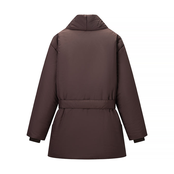 Damen gesteppte Taillengürtel-Steppjacke mit Schalkragen Drune
