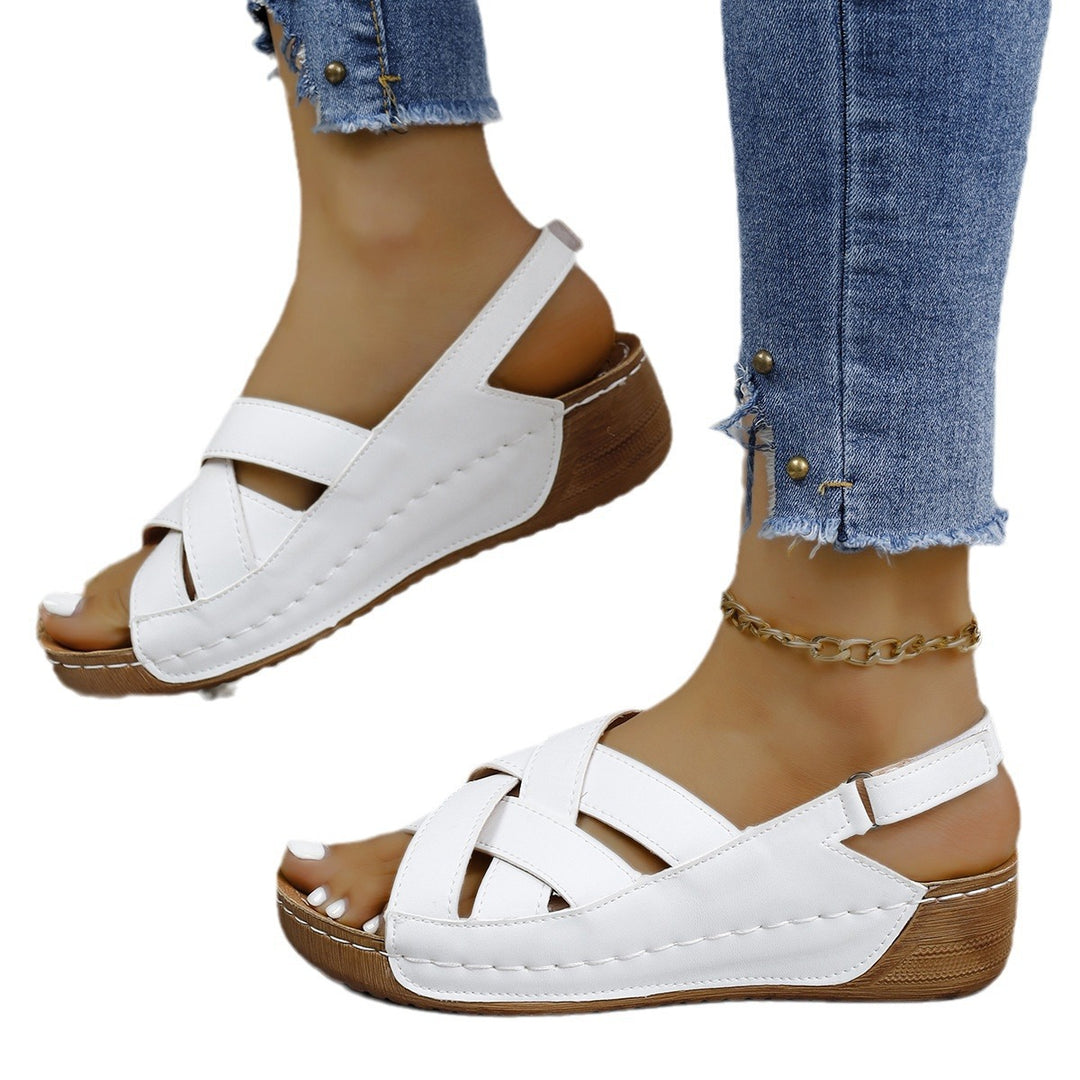 Damen Keil-Slingback-Sandalen mit gekreuzten Riemen und gepolstertem Komfortfußbett Drune