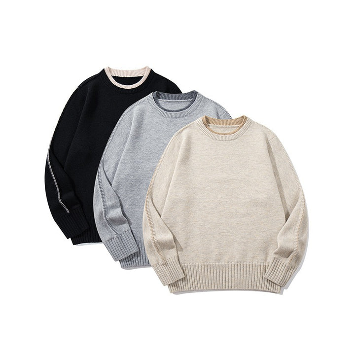 Unisex Weicher Mélange-Rundhalspullover aus Bio-Baumwollmix mit Boxy‑Fit und breiten Rippbündchen Drune