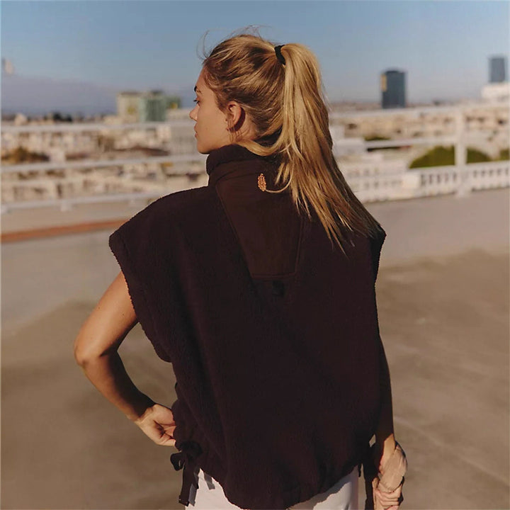 Damen gemütliche und stylische Fleecejacke mit seitlichen Kordelzügen Drune