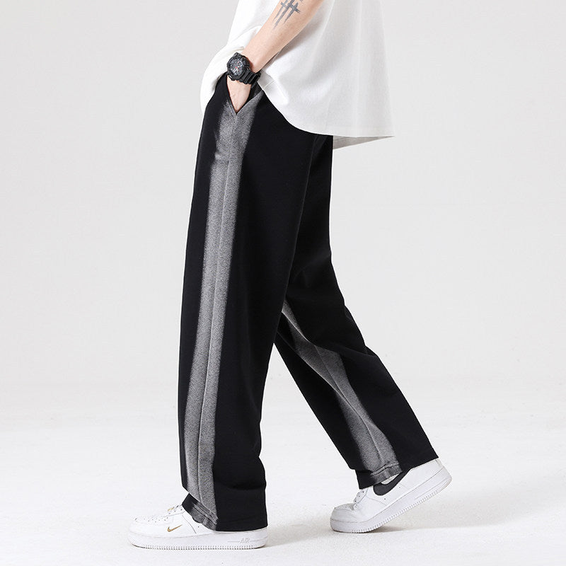 Herren Oversize Trainingshose mit kontrastseitigem Panel, Tunnelzug & geradem Bein Drune