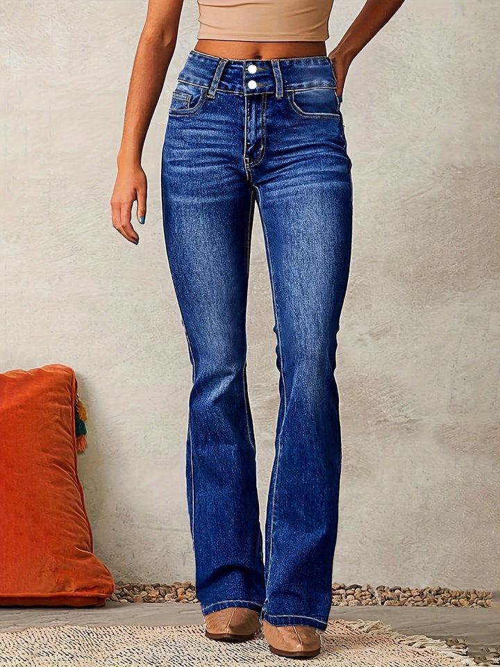 Damen Hochtaillierte Bootcut Jeans Drune