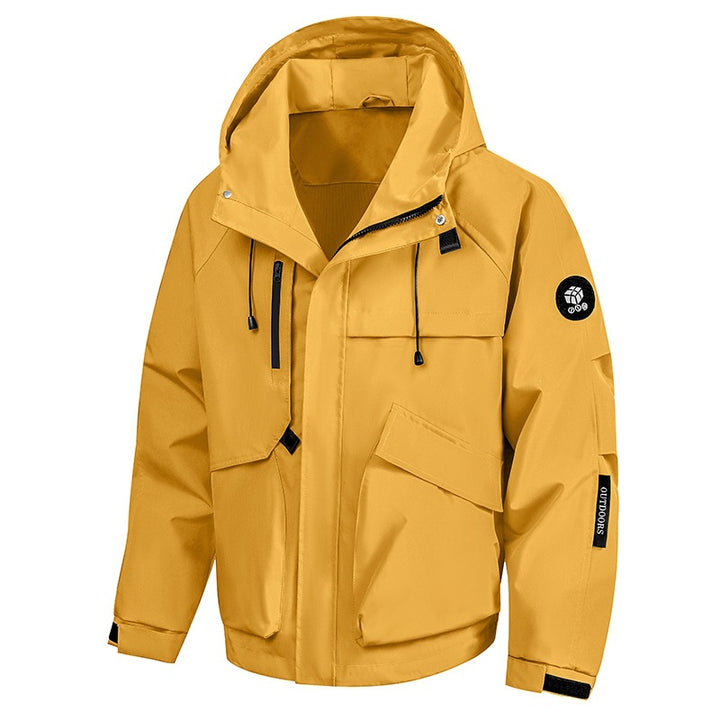 Herren Wasserabweisende Utility-Outdoorjacke mit Kapuze, Mehrfachtaschen & verstellbaren Manschetten Drune