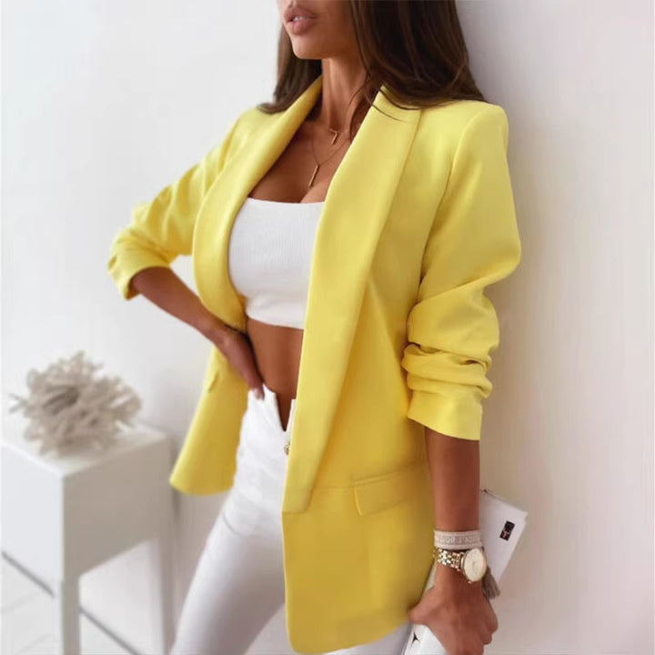 Damen Kariierter Longblazer mit legerer Passform, aufgesetzten Taschen und Dreiviertelärmeln Drune