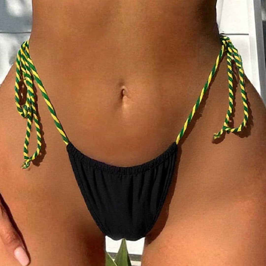 Damen Minimalistischer Triangel-Bikini mit verstellbaren Bindebändern Drune