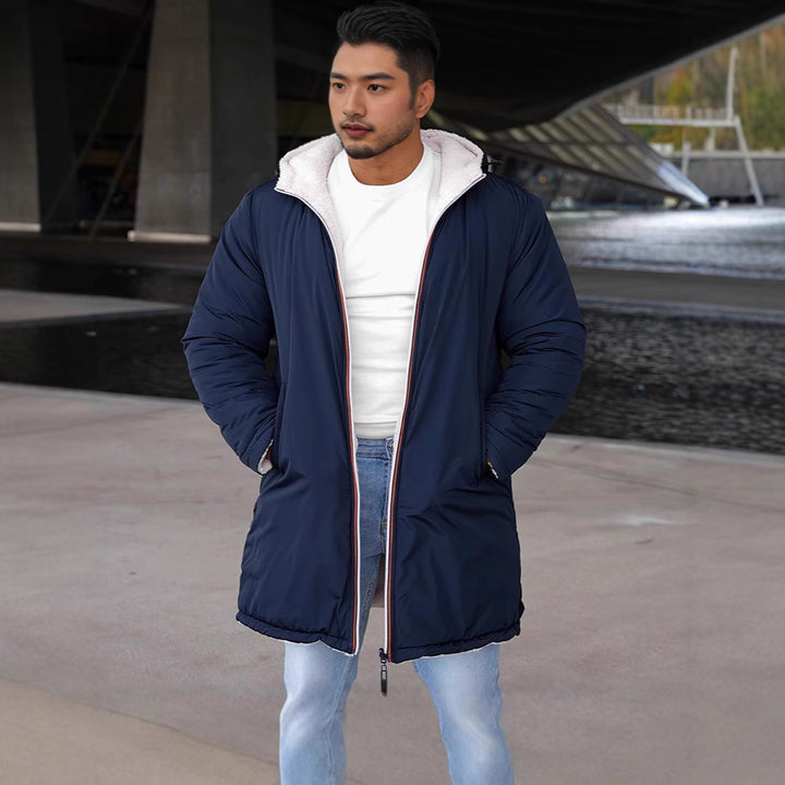 Herren Wendbarer Steppmantel mit Kapuze und praktischen Taschen Drune