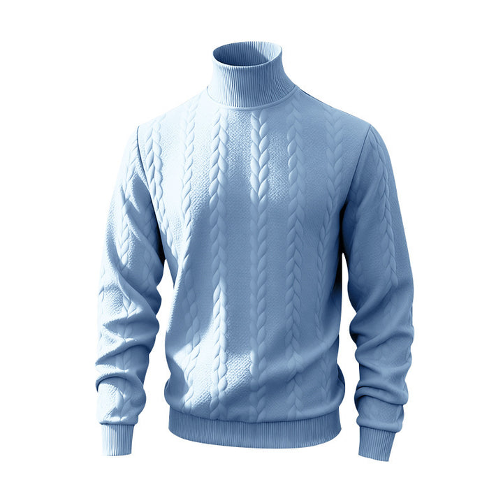 Herren Grobstrick-Rollkragenpullover mit Zopfmuster und gerippten Bündchen Drune