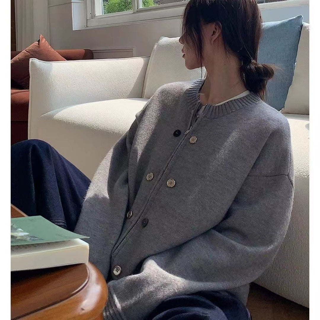 Damen Oversized Strickjacke mit Knopfdetails und lässigem Schnitt Drune