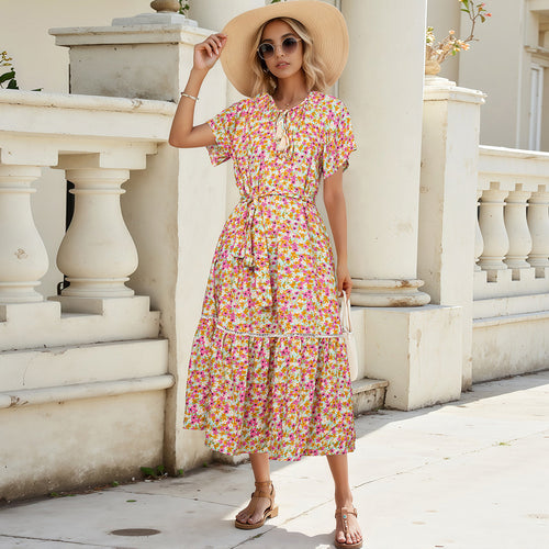Damen Sommerliches Freizeitkleid mit Rüschendetails Drune