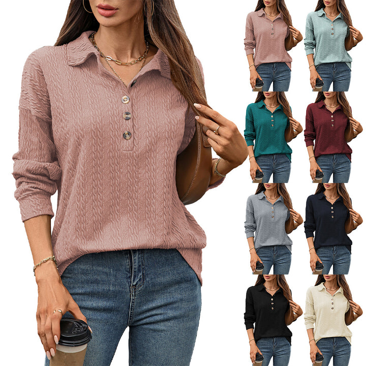 Damen Langarmshirt mit strukturiertem Knopfdesign Drune