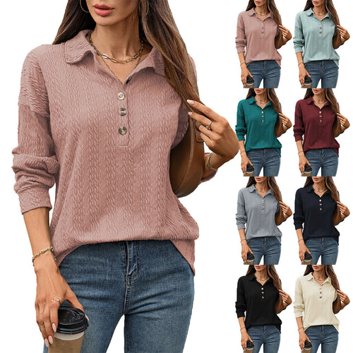 Damen Langarmshirt mit strukturiertem Knopfdesign Drune