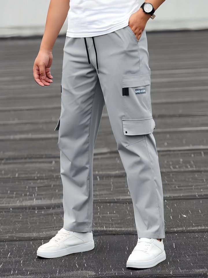 Herren Utility-Cargohose mit Tunnelzugbund, geradem Bein und Mehrfachtaschen Drune