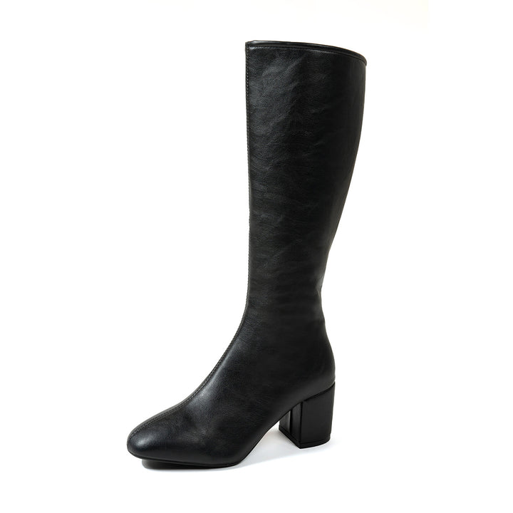 Damen Elegante Hochgeschlossene Stiefeletten mit Blockabsatz Drune
