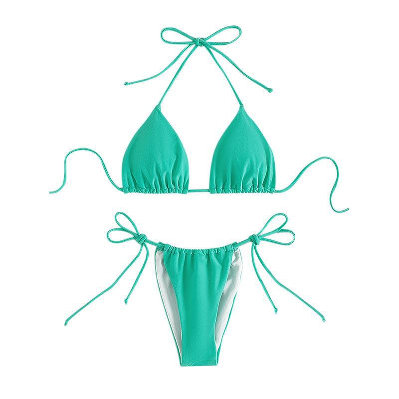 Damen Triangel-Bikini mit verstellbaren Schnürdetails und elastischem Bund Drune