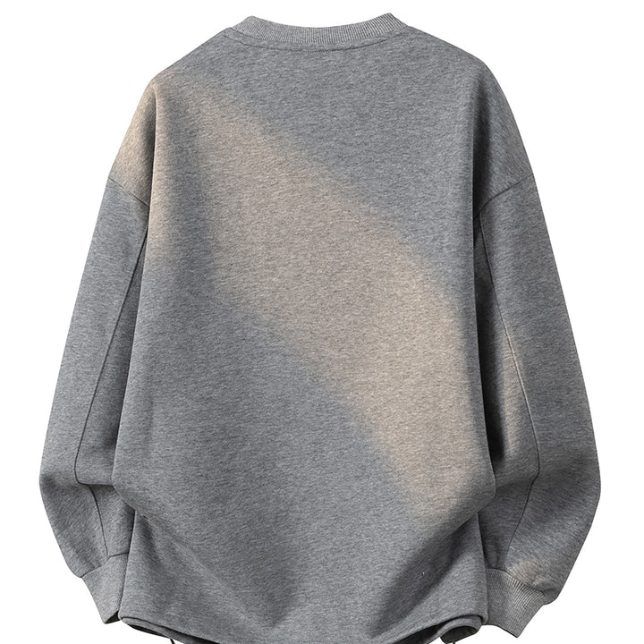 Damen Oversize-Sweatshirt mit gesticktem Schriftzug, abgerundetem Saum & überschnittener Schulter Drune