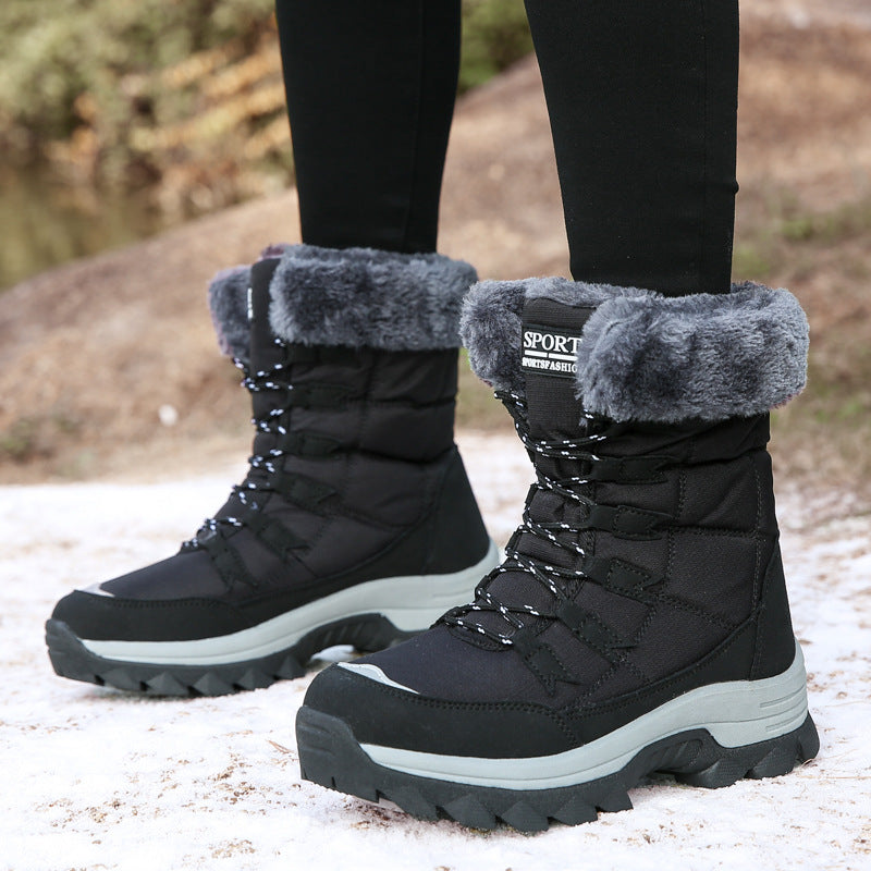 Damen Winterstiefel mit kuscheligem Kunstfellkragen und rutschfester Sohle Drune