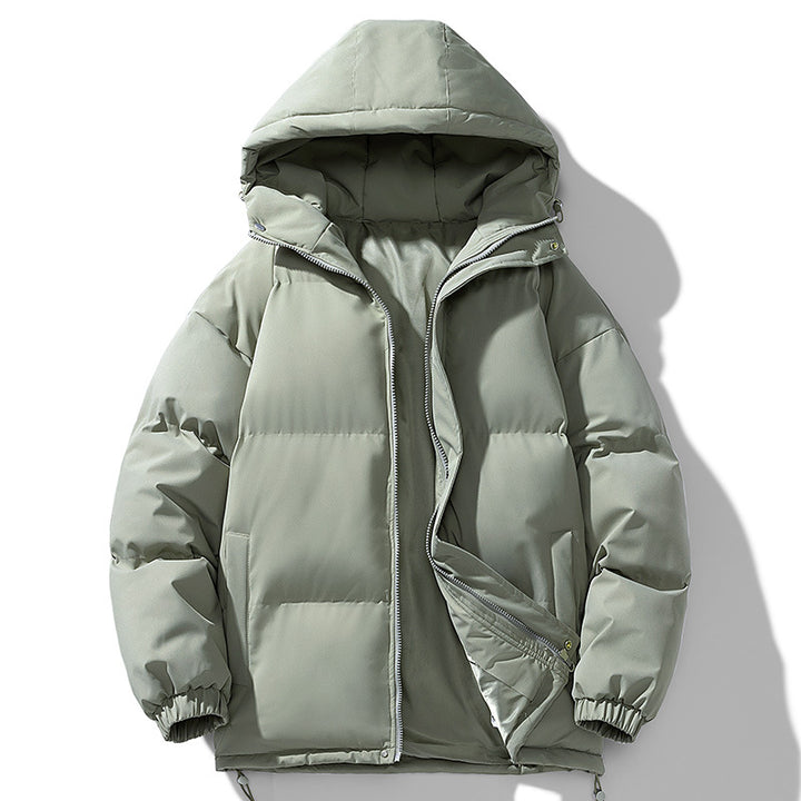 Herren minimalistischer Oversize-Steppmantel mit gesteppter Thermo-Füllung und Kordelzugkapuze Drune