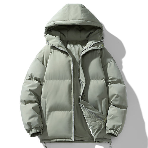 Herren minimalistischer Oversize-Steppmantel mit gesteppter Thermo-Füllung und Kordelzugkapuze Drune