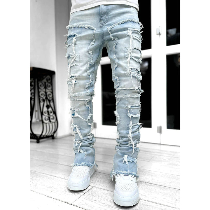 Herren Zerrissene Denim-Hose im lässigen Stil mit einzigartigem Design Drune