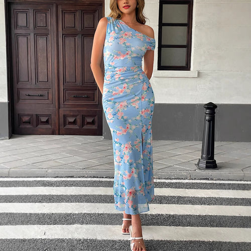 Damen Maxikleid mit asymmetrischem Schnitt und floralem Muster Drune