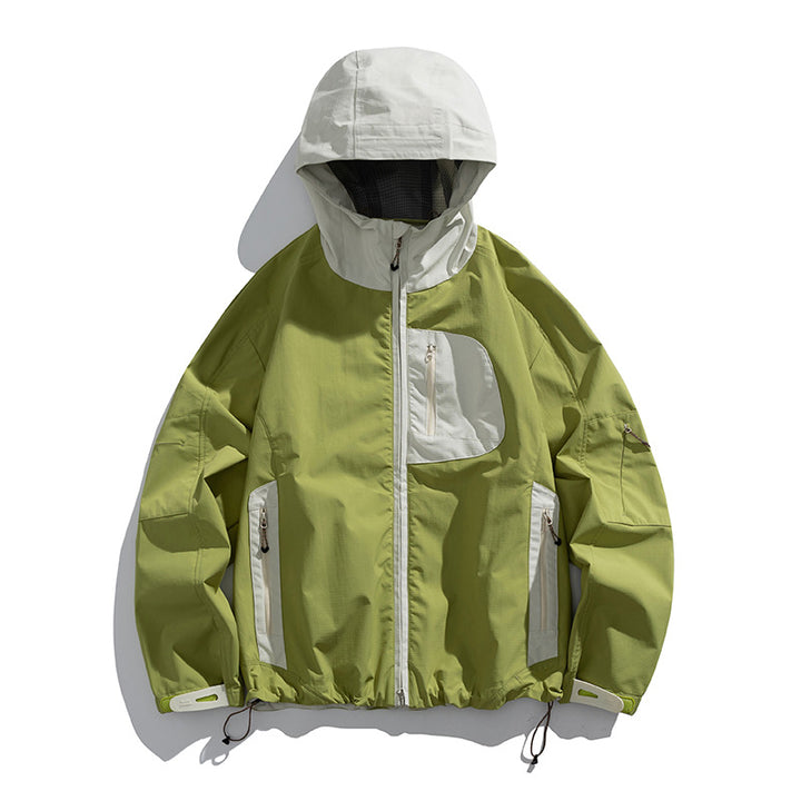 Herren technische wasserabweisende Outdoor-Softshell-Jacke mit Kapuze und verstellbarem Saum Drune